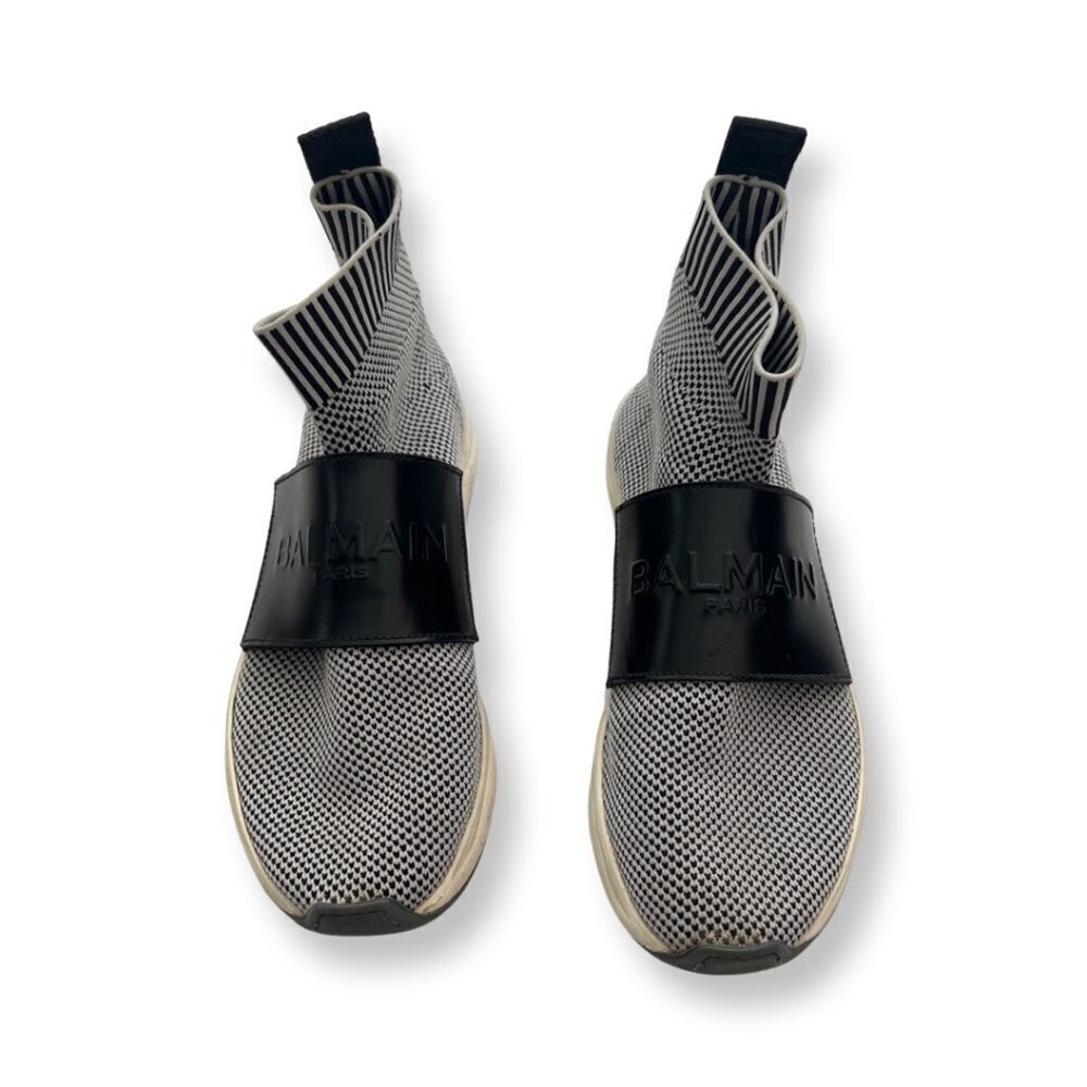 Balmain Paris black white logo booties size 39D